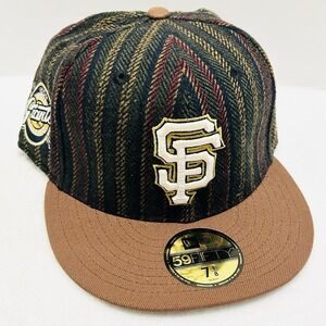New Era San Francisco Giants Herringbone 59FIFTY Fitted Hat Cap 7‎ 1/8 Brown MLB